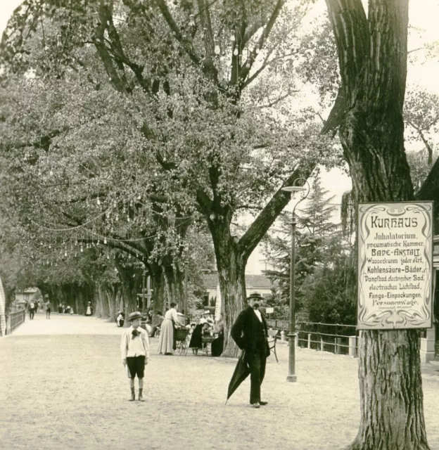 Italy South Tyrol Merano Passer Promenade Kurhaus Old Stereoview Photo NPG 1900