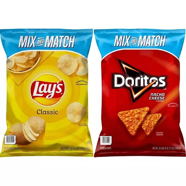 LAY’S CLASSIC POTATO Chips and Doritos Nacho Cheese Tortilla Chips