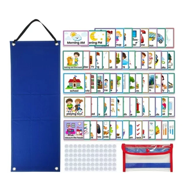 DAILY ROUTINE POCKET Chart with 70 Cards, Classroom Pocket Chart £13.20 ...