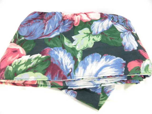 Vtg Dan River Pink Blue Tapestry Floral King Bedskirt Dust Ruffle USA 13" Drop