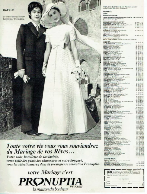 PUBLICITE ADVERTISING 1120 1972 Pronuptia magasin robe mariees Gaelle EUR 3 00 PicClick FR