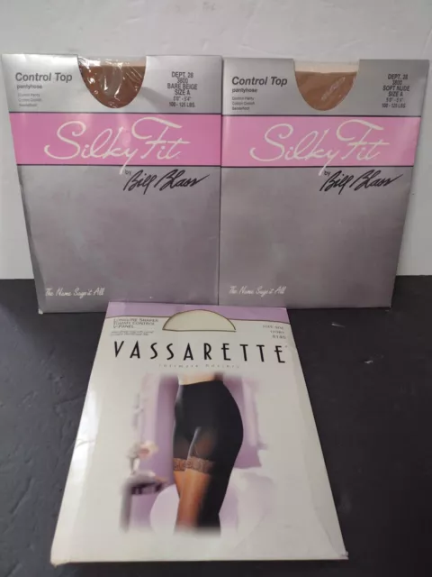 3-Pairs Silky Fit Small A Control Top Pantyhose Sandalfoot Nude, Beige, Ivory