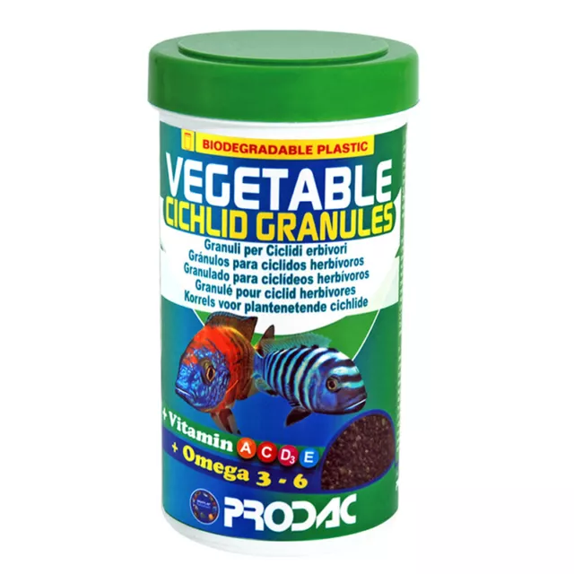Prodac Vegetable Cichlid Granules Mangime in Granuli per Ciclidi 250ml/100gr