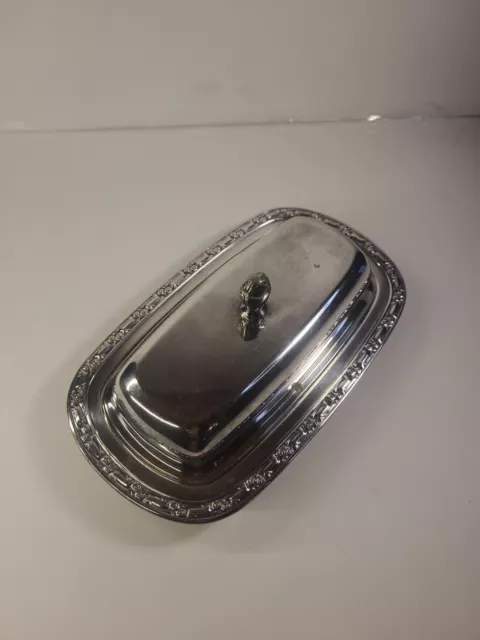 VINTAGE ONEIDA SILVERSMITH-Silver BUTTER DISH With Lid-SILVERPLATE flower Design