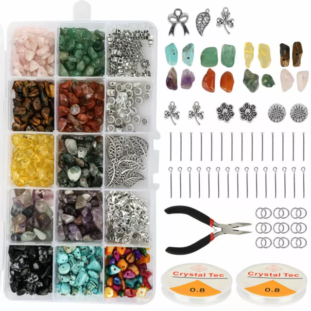 DIY Irrégulier Pierre Perle Bracelet Collier Kit Fabrication de Bijoux Naturels