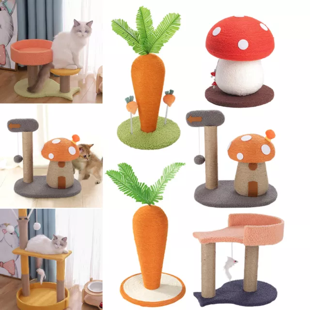 Cute Cat Scratching Post Climbing Activity Centre Sisal Bed Toy Scratcher Tower