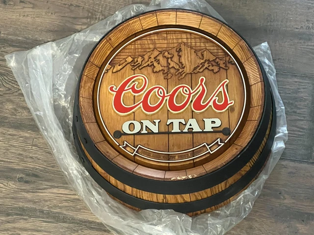 NOS VTG 1980's COORS Heavy Plastic Beer Barrel Hanging Bar  18" Sign Man Cave