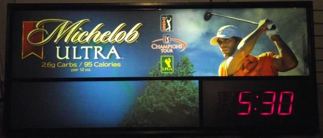 MICHELOB ULTRA LIGHTED w/ LED CLOCK PGA LPGA GOLF CHAMPIONS TOUR THE MASTERS W@W