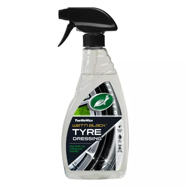 Turtle Wax Wet n Black Car Tyre Dressing Deep Black Wet Looking Tyre 500ml Spray