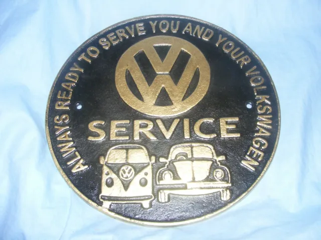 Volkswagen Service Sign Cast Iron Advertising Garage Man Cave Wall Advertising