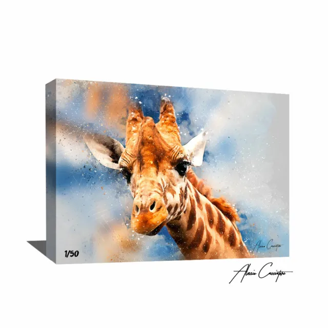 Giraffe Painting Original Art Canvas Watercolor Hand Painted Oil Signed Acrylic 3