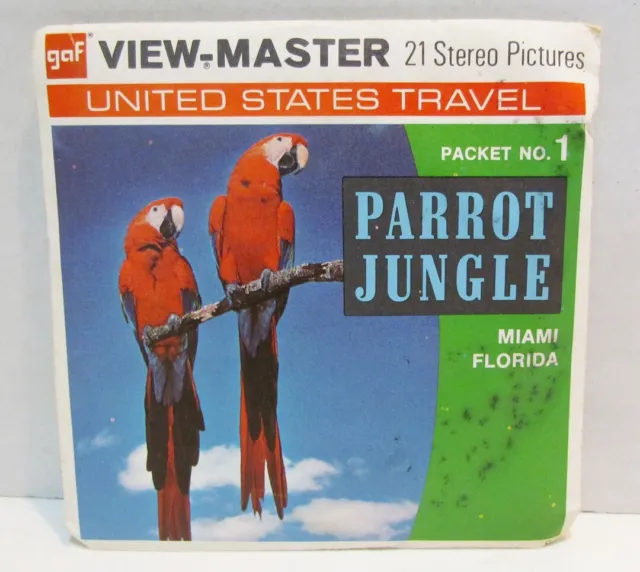 VIEW-MASTER PACKET A 965 PARROT JUNGLE no. 1 MIAMI FLORIDA VINTAGE VIEWMASTER