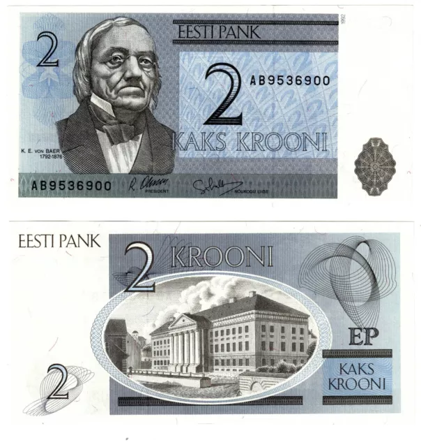 1992 Estonia 2 Krooni P70a Banknote UNC