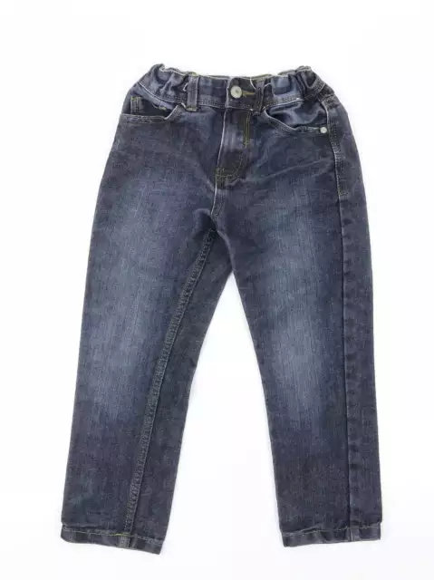 Denim Co. Boys Blue Cotton Straight Jeans Size 5-6 Years Slim Zip