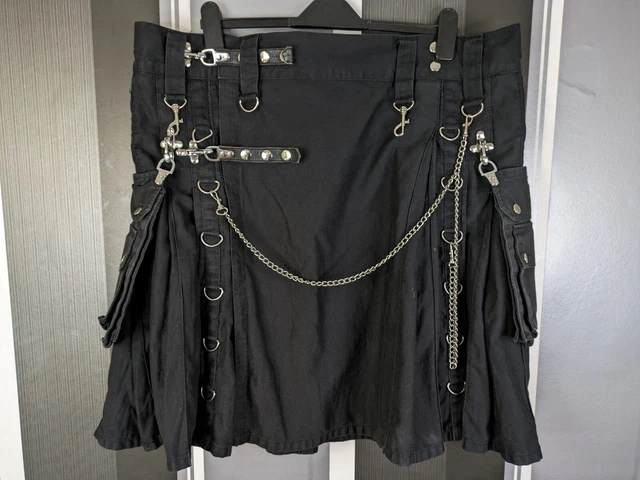 Kilt Da Uomo In Cotone Pesante – Con Tasche E Catena Staccabili, Pieghe Cucite, Per Matrimoni Ed Eventi
