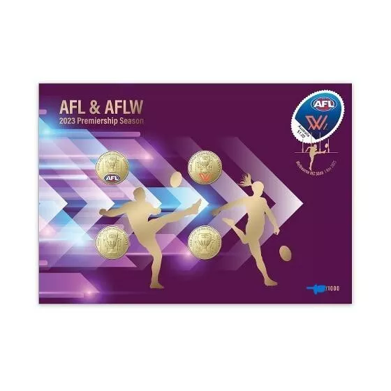 2023 Australia Impressions PNC AFL&AFLW Four/4 Coins Limited Edition Coloured $1