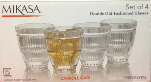 Nuovo MIKASA Carroll Gate 4 PC Set Doppio Vecchio Stile Sottile Cristallo