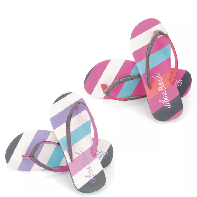 Girls Candy Stripe Flip Flops Urban Beach Branded Children Beach Shoes Sandals B