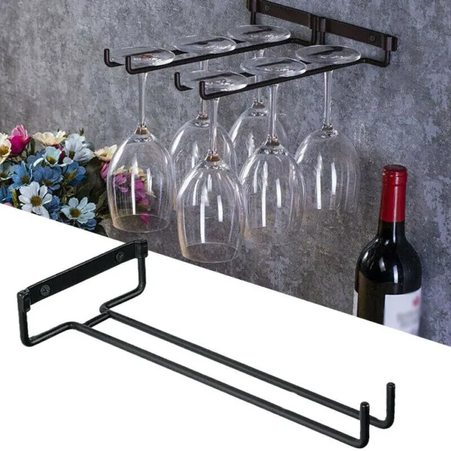 Iron Wine Glass Holder Hanging Rack Storage For Cabinet and Bar Home Decor