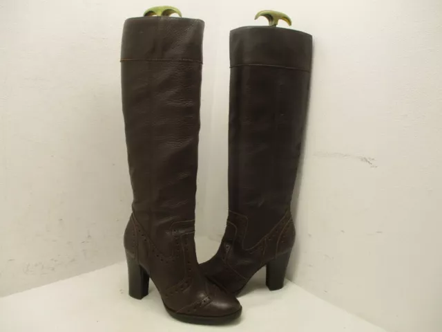Michael Kors Brown Leather Knee High Heel Boots Womens Size 6 M