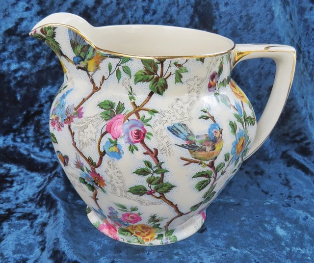 Floral Bird Chintz BARKER BROS Royal Tudor Ware " Lorna Doone "  3 Cup  Pitcher