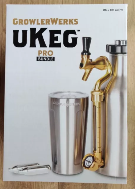 ⭐ NEW⭐ GrowlerWerks uKeg PRO Bundle Carbonated Growler, 64 oz Stainless Steel 👀