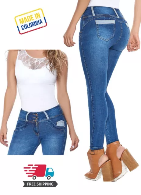 Jeans Colombianos Pantalones de Cuero para Mujer Faux Leather Skinny LOWLA  0719