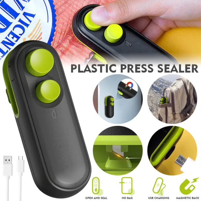 Bag Sealer Mini, Rechargeable 2 in 1 Heat Sealer with Cutter For Chip Bags
