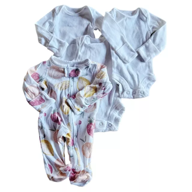 Carter's Preemie Baby Girl Lot Bundle Footie One Piece Zip Pajama Bodysuits