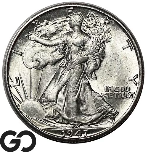 1947-D Walking Liberty Half Dollar, White Superb Gem BU++