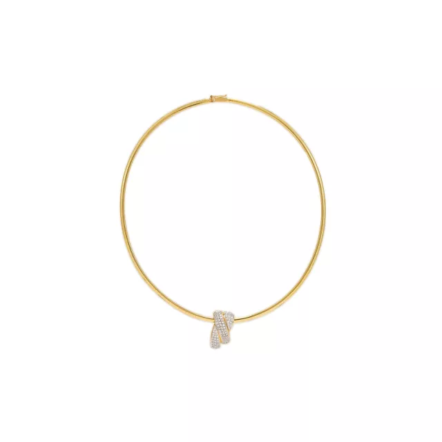 Exclusif Collier Omega avec Diamant Pendentif Bicolor 14K Or Collier Femmes 2