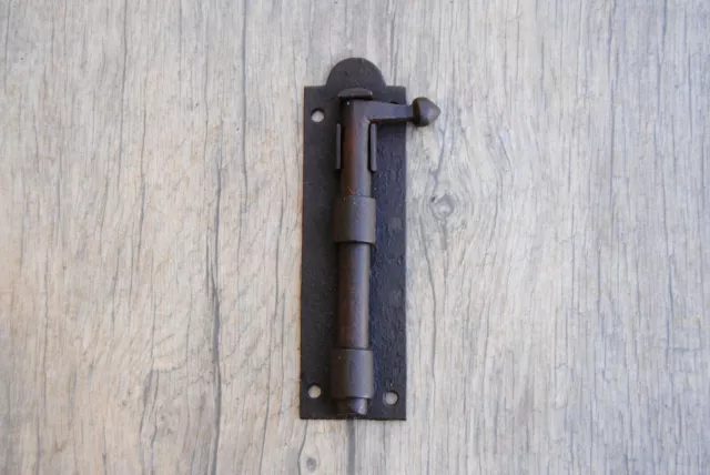 19c Vintage original iron rustic door window latch slide lock farm barn decor