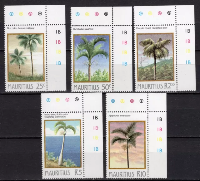 Mauritius 1984 compl.Palm Trees corner margin set SG #686-690 clean MNH OG