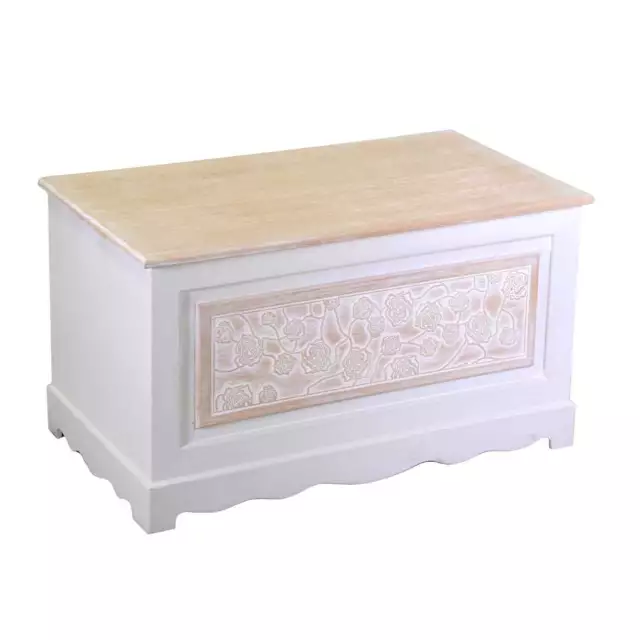 Baule Cassapanca Contenitore 80x45xh45 cm in Legno Crema