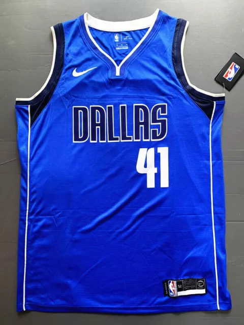 Neu Klassisch Dirk Nowitzki #41 Dallas Mavericks Basketball Trikot Blau