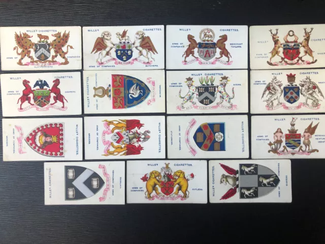 15 Cards Wills    Arms Of Companies   1913