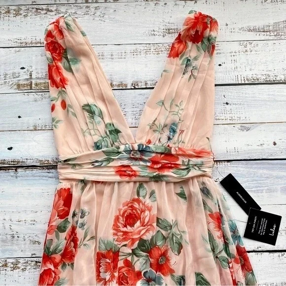 Garden meandering lavender floral print maxi dress cheap
