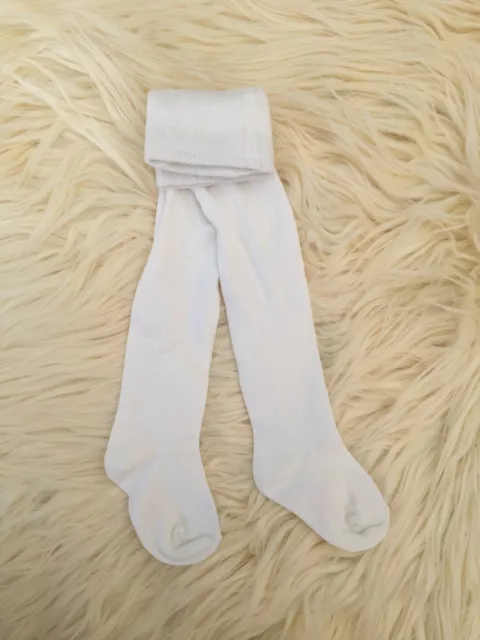 New Baby Girls Cotton Knit Tights ... white ivory,  3m 6m 12m