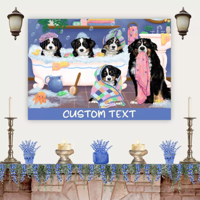 Bernese Mountain Dog Canvas .75" Personalized Digital Painting NWT