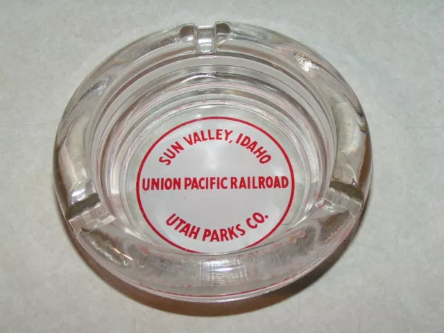 UPRR Union Pacific Railroad marked Sun Valley Idaho Glass Ashtray