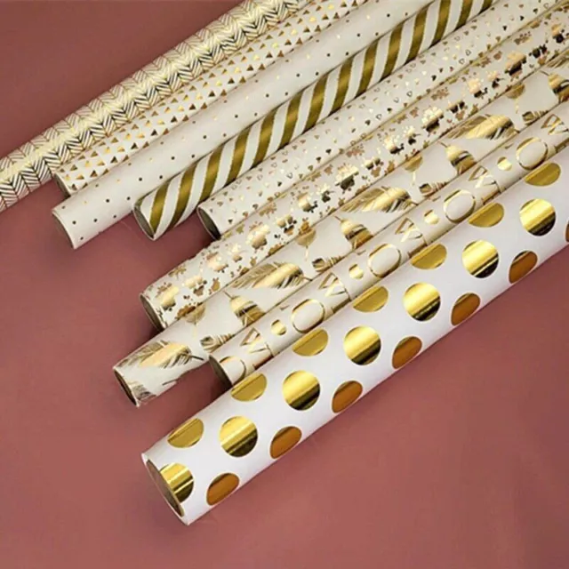 Rollo de papel de aluminio dorado para envolver regalos, suministros de decoraci