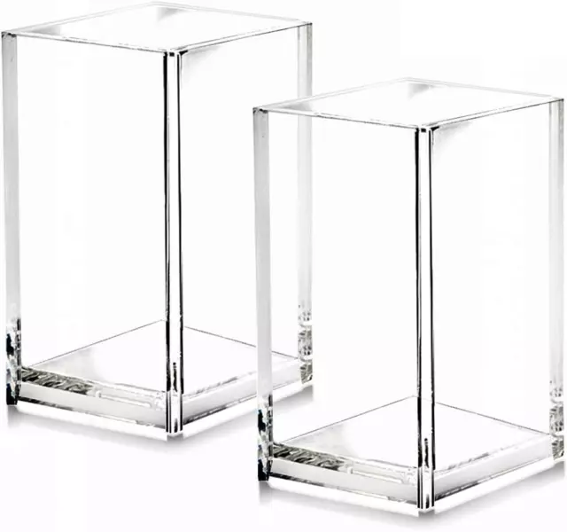2 Pack Clear Acrylic Pencil Pen Holder Cup,Desk Accessories Holder,Makeup Brush