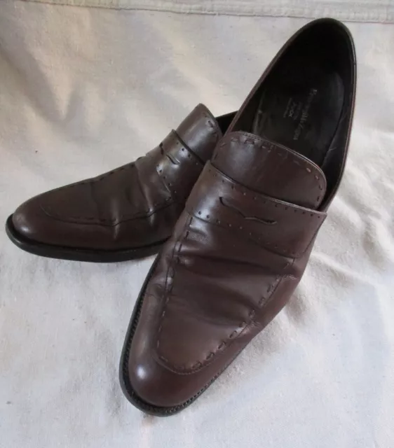 ERMENEGILDO ZEGNA COUTURE authentic brown leather penny loafers 12.5D ...