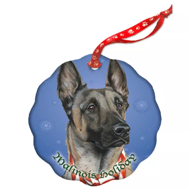 Belgian Malinois Holiday Porcelain Christmas Tree Ornament