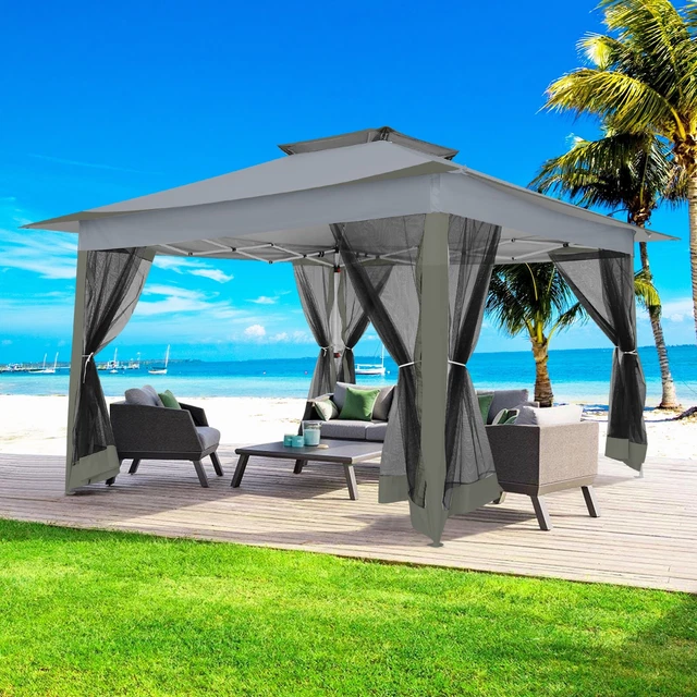 Pavillon 3,6x3,6m Pop-Up Gartenzelt Faltpavillon Sonnenschutz Pergola Pavillion