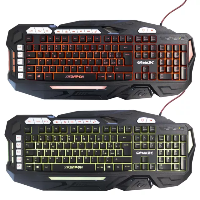 Clavier De Gaming RGB Couleur Multimédia à Membrane Jeu USB Filaire PC_