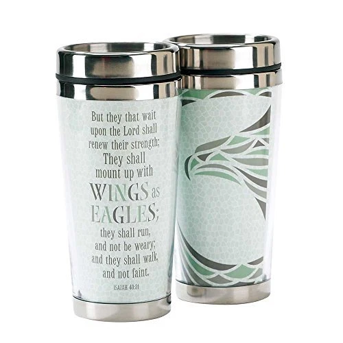 Wings as Eagles Isaiah 40:31 16 oz. Stainless Steel Interior Coffee Travel Mug