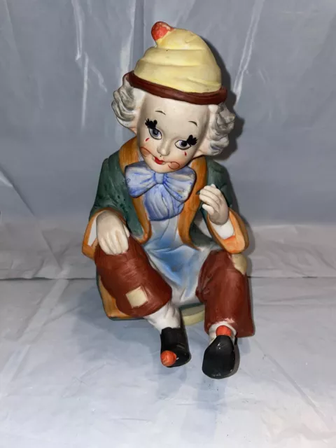 Send In The Clowns Vintage Rotating Turning Ceramic Clown Music Box Wind Up