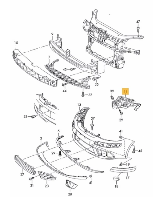 NEW GENUINE VW Golf Plus 0514 Front Bumper Holder Bracket Left N/S