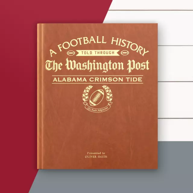Alabama Crimson Tide Gift NCAA Personalised Football Newspaper History Bama Book